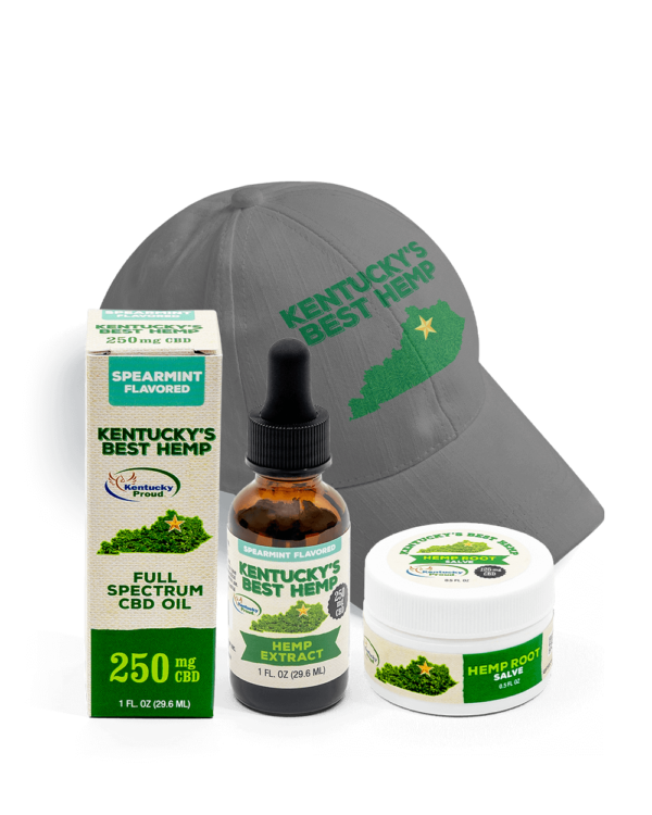 Ky's Best Father's Day Bundle - Image of 250 mg flavored CBD oil, best hemp hat, and CBD Salve